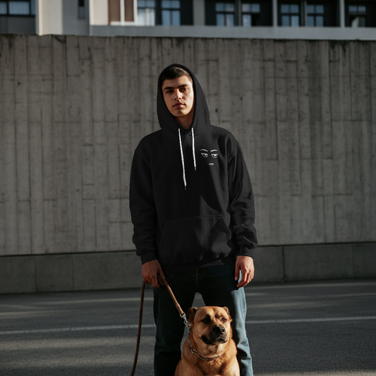 Snark Face — Minimalist Black Pullover Hoodie
