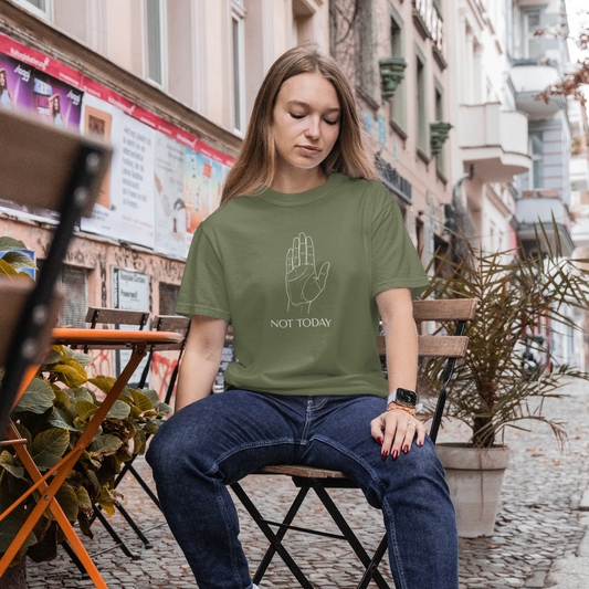 "NOT TODAY"  — Minimalist Moss Green Tee